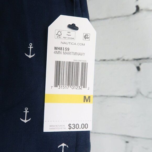 NAUTICA SLEEPWEAR MARITIME BLUE ANCHOR PRINT SLEEP SHORT SIZE MEDIUM NWT - Picture 3 of 11